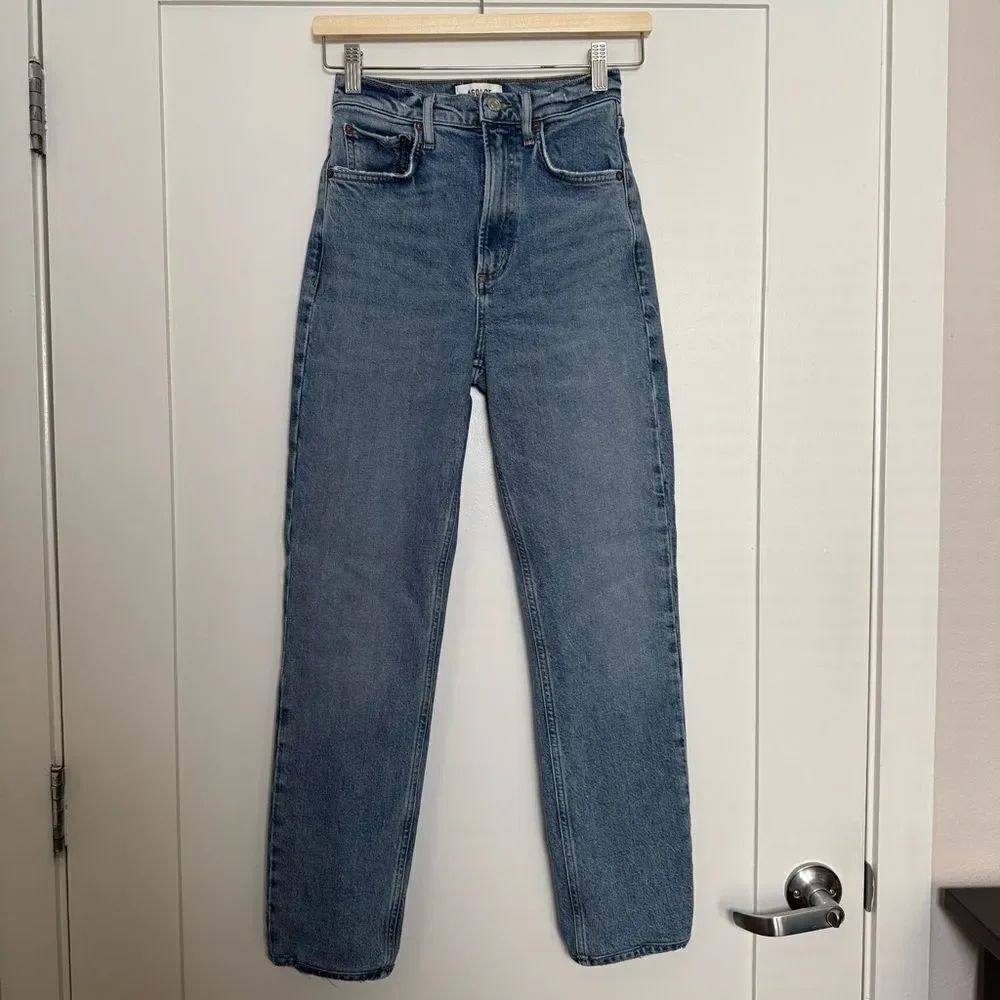 Agolde High Rise Stovepipe Jeans Womens Sz 23 Blue Straight Leg Denim